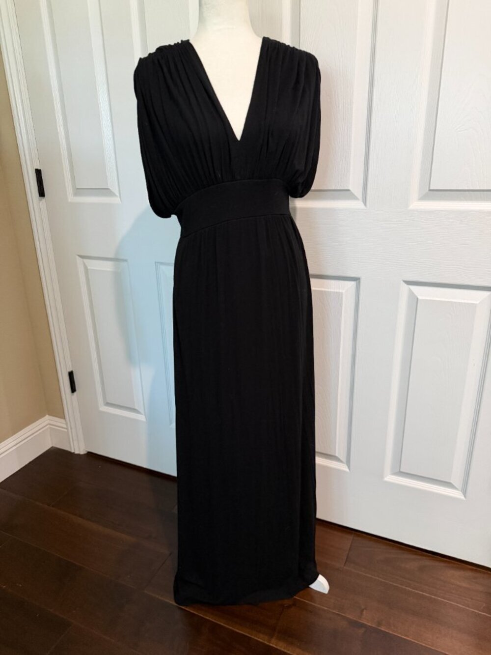 Brigitte Bailey Boutique Drape Top Maxi Dress Black Knit Size Small